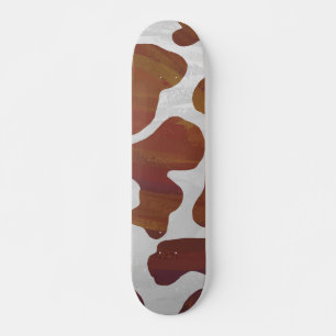 Skateboard Impresión de vaca marrón y blanco