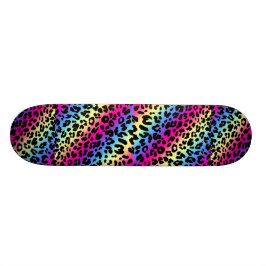 Skateboard Impresión del patrón Neon Rainbow Leopard