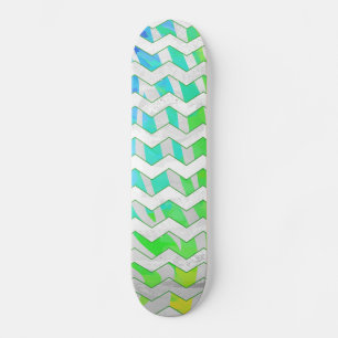 Skateboard Impresión en blanco y arcoiris de cebra chevron