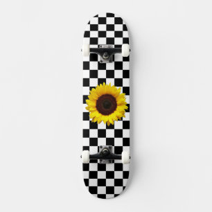 Skateboard Impresión en blanco y negro y con girasol