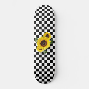 Skateboard Impresión en blanco y negro y con girasol