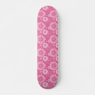 Skateboard Impresión floral retro rosa y blanco