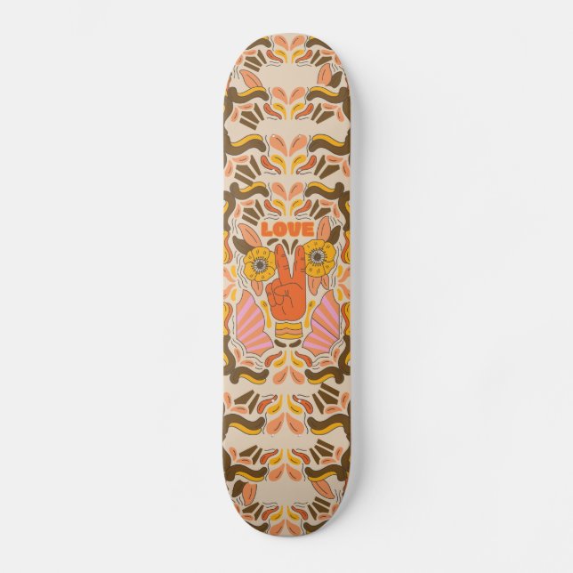 Skateboard Impresión hippie vintage (Anverso)