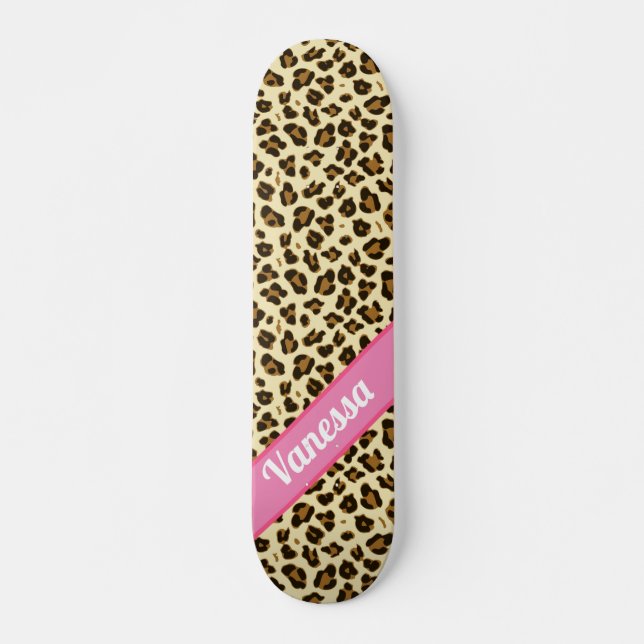 Skateboard Impresión personalizada de leopardo - Chicas (Anverso )