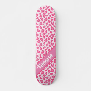 Skateboard Impresión personalizada de leopardo rosa - Skateb