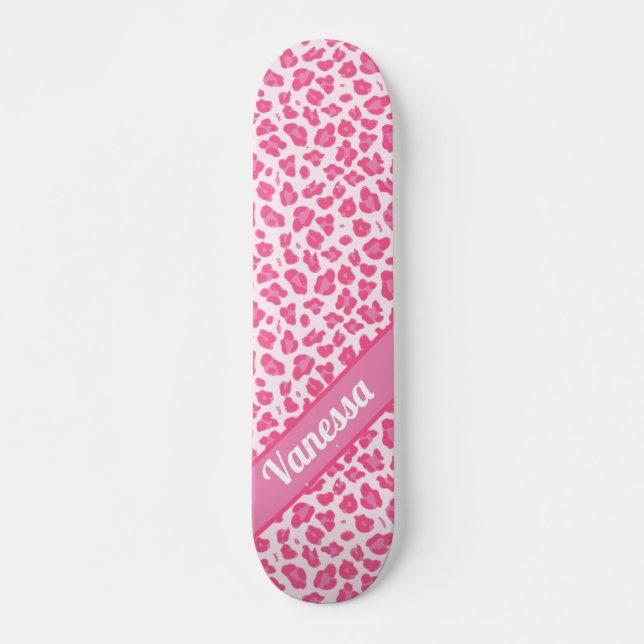 Skateboard Impresión personalizada de leopardo rosa - Skatebo (Anverso )