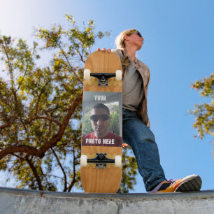 Skateboard Impresión personalizada de patrón de madera de fot