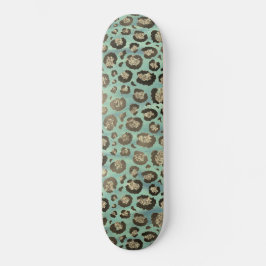 Skateboard Impresión Purpurinoso de leopardo sobre verde bril