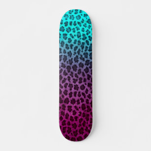 Skateboard Impresión verde rosada púrpura del guepardo