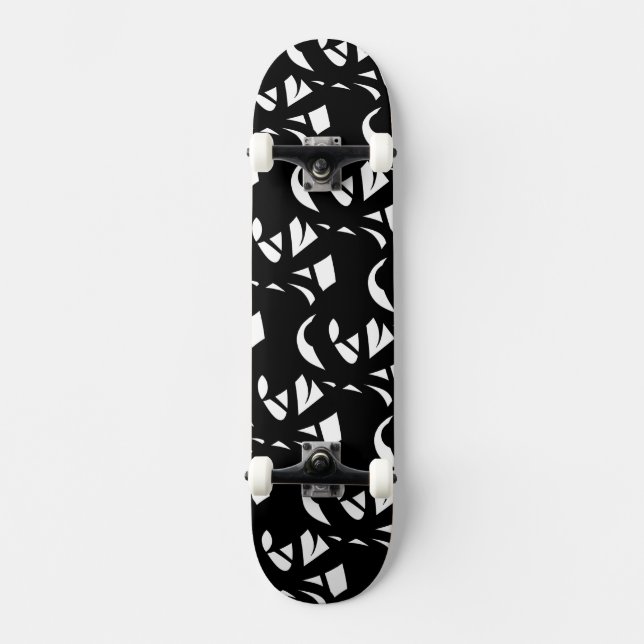 Skateboard Impresionante arte moderno negro y blanco (Anverso)