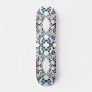 Skateboard Impresionante aspecto de encaje de flores azul vio