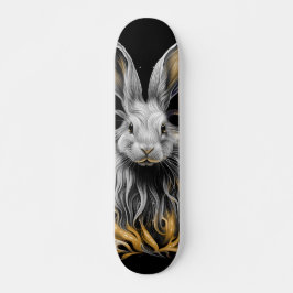 Skateboard Impresionante conejo gris en llamas