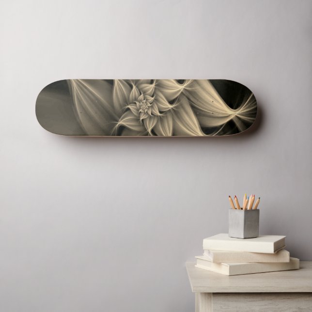 Skateboard Impresionante flor de oro fractal (Arte de pared (horz))