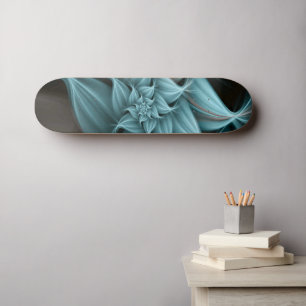 Skateboard Impresionante flor turquesa
