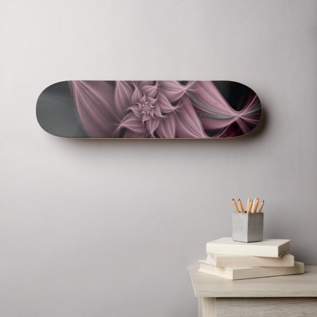 Skateboard Impresionante fractal de flor Rosa (Arte de pared (horz))