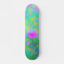 Skateboard Impresionante paisaje azul con flor rosa