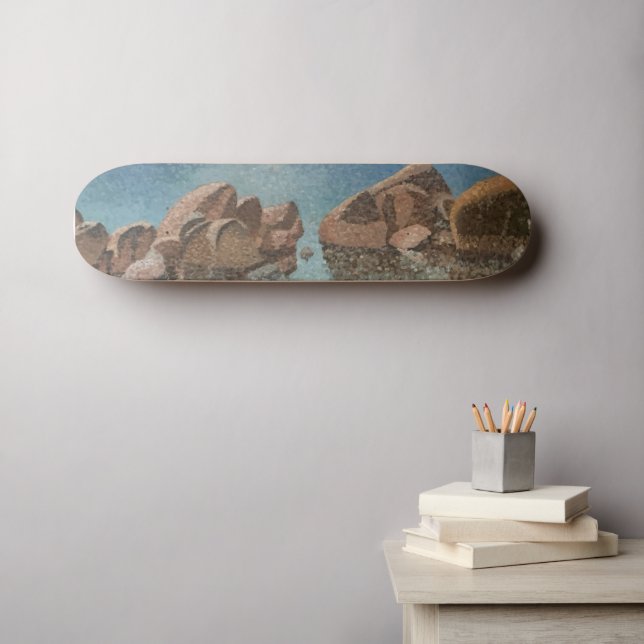 Skateboard Impresionismo del Círculo de Piedras sobre el Lago (Arte de pared (horz))