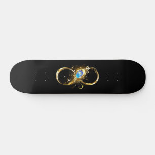 Skateboard Infinito con la pluma de pavo real dorado