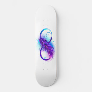 Skateboard Infinito con plumas púrpura
