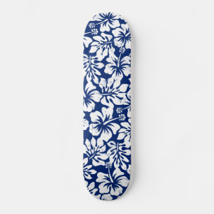 Skateboard Inhibisco blanco desgastado tropical