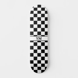 Skateboard Iniciales clásicas de Personalizado negro y blanco