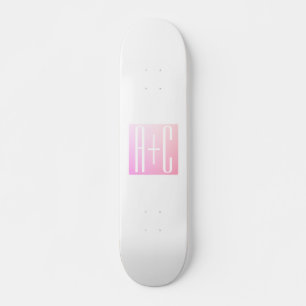 Skateboard Iniciales de la Pareja   Gradación Rosa Sutil