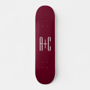 Skateboard Iniciales de parejas simples Blanco y burdeos
