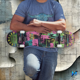 Skateboard Inspirado en grafitis de neón con vibra callejera 
