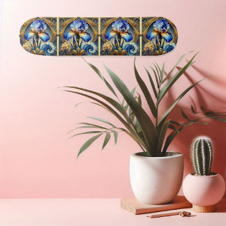 Skateboard Iris Espiritual Art Nouveau Motivo Floral Simétric