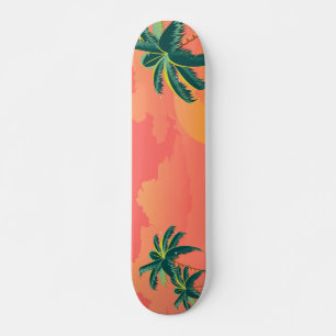 Skateboard Isla soleada con palmeras al amanecer