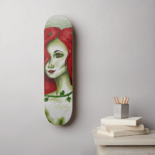 Skateboard Ivy Nymph Cute Redhead Woman Retrato Fantasy Art
