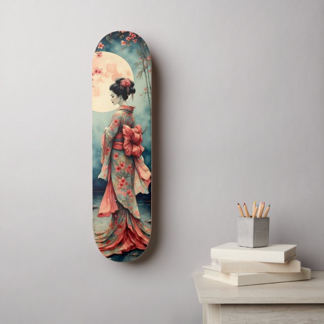 Skateboard Japanese Geisha (Arte de la pared)