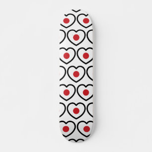 Skateboard Japón   Corazón de la bandera japonesa