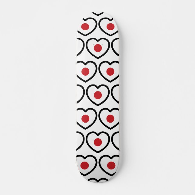 Skateboard Japón | Corazón de la bandera japonesa (Anverso )