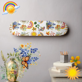 Skateboard Jardín de primavera mariposa Arcoiris Sunshine Gre