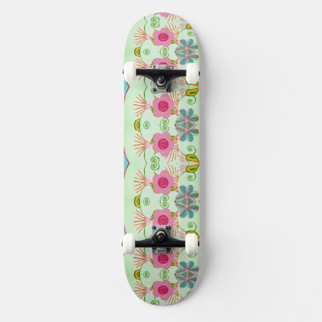 Skateboard Jardín ecléctico encantador: Belleza floral divers (Anverso)