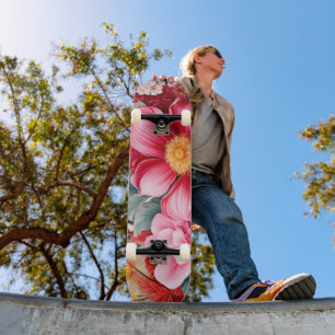 Skateboard Jardín floral tropical rosa exótico