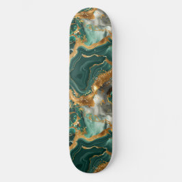 Skateboard Jasper verde y venas de oro.