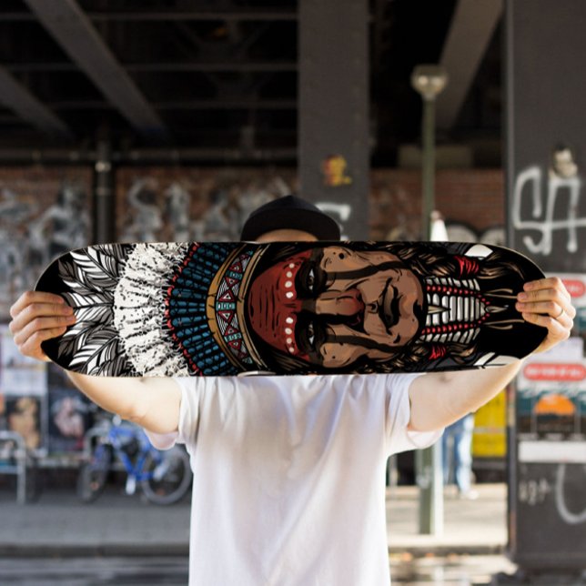 Skateboard jefe indio | Cubierta de patinaje triba (Tribal Chief Skateboard Deck)