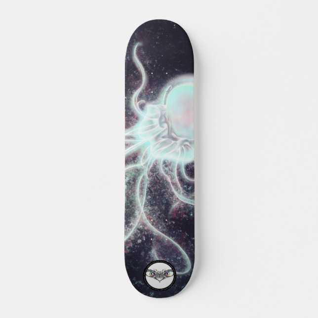 Skateboard Jellyfish colorful glowing shining splatter effect (Anverso )