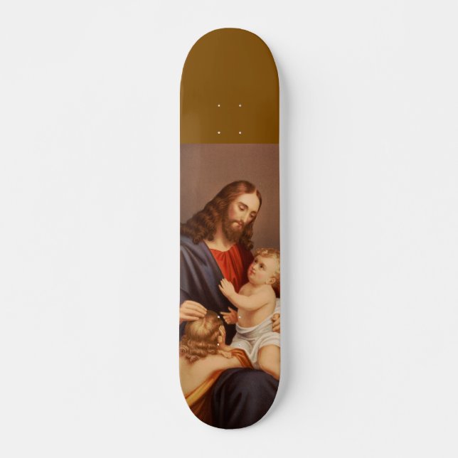 Skateboard Jesucristo con Niños Arte Premium Fino (Anverso )