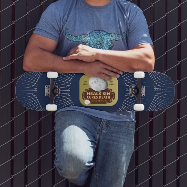 Skateboard Jesús Cuida Tableta Pill Tin Cruz Halo Cristiano (Exterior 3)
