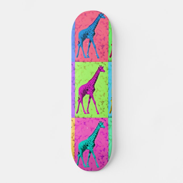 Skateboard Jirafa que camina de Popart del arte pop (Anverso)