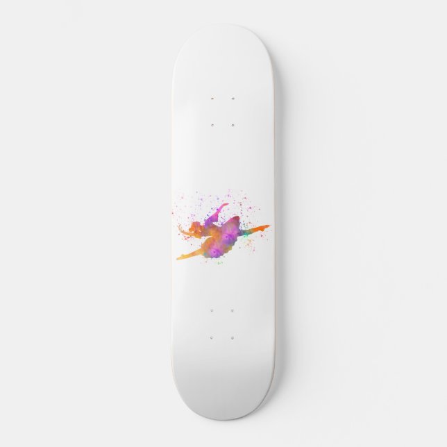 Skateboard joven bailarina en acuarela (Anverso)