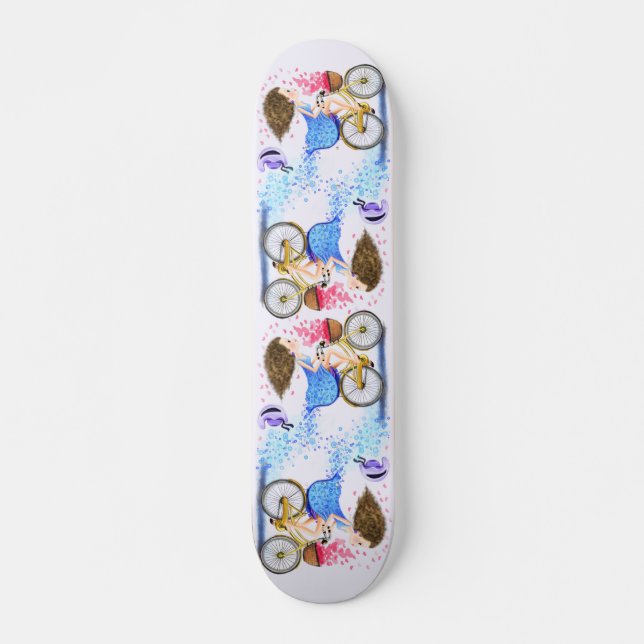 Skateboard Joven Chica Con Amor En Bicicleta (Anverso )