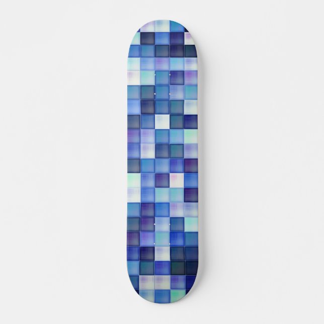Skateboard Juego de video Pixels Blue Square Pattern (Anverso )