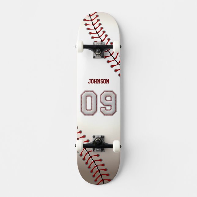 Skateboard Jugador número 09 - puntadas frescas del béisbol (Anverso)