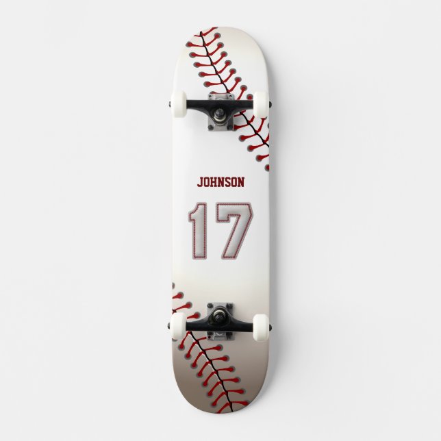 Skateboard Jugador número 17 - puntadas frescas del béisbol (Anverso)