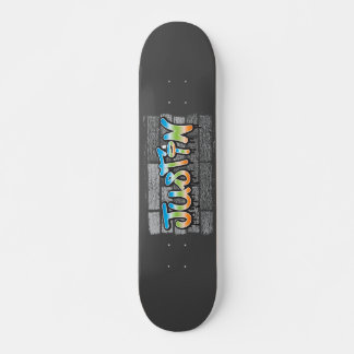 Skateboard Justin Your Name Graffiti Logo Brick Wall Paint
