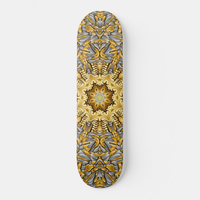 Skateboard Kaleidoscopio Metalizado de plata dorada preciada (Anverso)